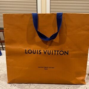 Louis Vuitton Large Orange shopping Bag with Blue Handles